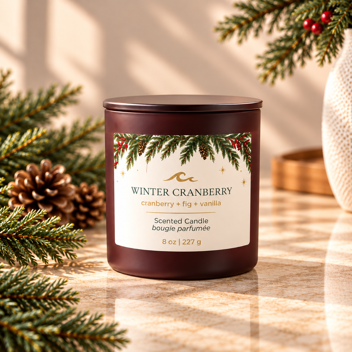 WINTER CRANBERRY WICKLESS CANDLE